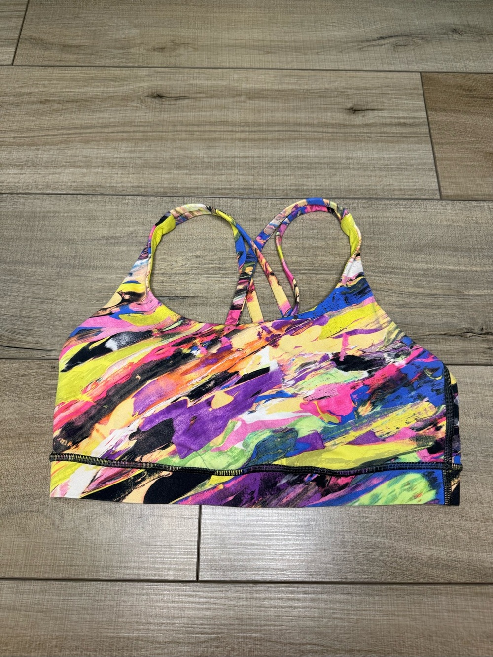 Lululemon Size 8 Multicolor Abstract Print Padded Strappy Sports Bra